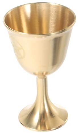 MUELODSIC Cáliz de Latón Grande Copa Medieval para Rituales Espirituales Vaso Sagrado Dorado para Altar Decoración Vintage y Ofrendas