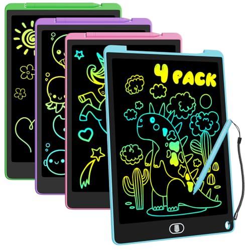 Electight 4 Packs 12 Pulgadas Tableta de Escritura LCD Colorido Infantil