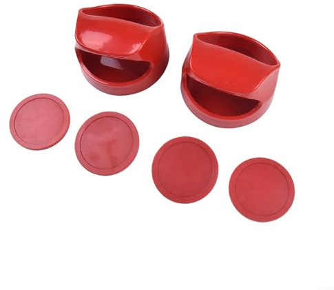 Yuanpgky Air Hockey Pucks Slider Pusher Set per accessori da gioco interni, dischi e spintori da 100 mm, cursori e portieri in plastica ABS rossa, compatibili con la maggior parte dei tavoli standard