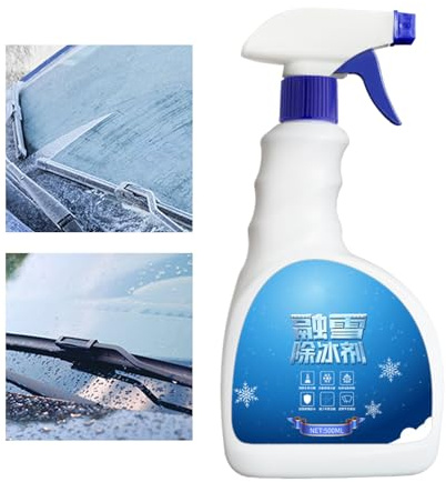 Duroecsain Espray anticongelante para coche, con eliminación transparente, 500 ml, líquido para descongelar ventanas de coche, para invierno, conducción, camping al aire libre y