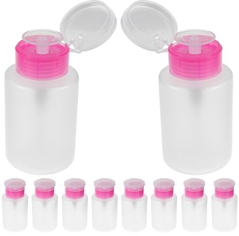 Flacon Pompe Manucure 150ml en Plastique, Lot de 10, Rose | Distributeur Portable pour Liquide de Manucure et Démaquillant, Usage Salon ou Routine à Domicile