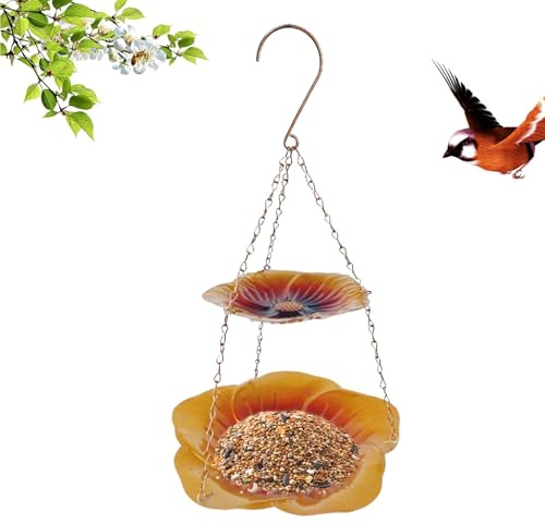 Flower Shape Weatherproof and Double Layer Feeding Tray, for Aviary Parrots Goldfinches