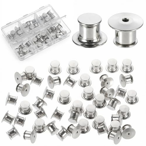 40 Stück Verschlüsse Pin Clips Verschlussstifte zur Befestigung von Verschlüssen Metall Pin Keepers Rücken Silber Anstecknadel Pins für DIY Schmuckherstellung