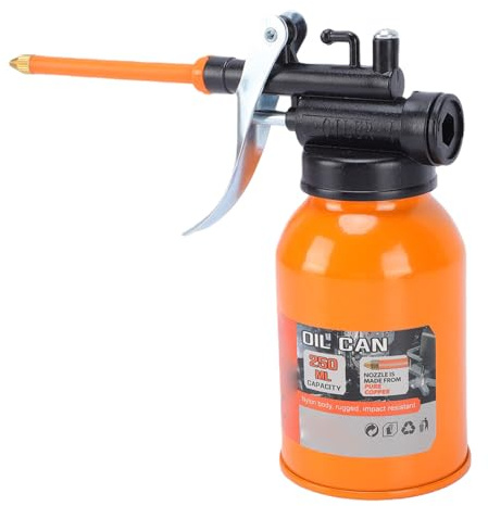 Sxhlseller Straight Spout Hand Pump Oil Can 250ml | High Pressure Manual Lubrication Oil Bottle for Motorcycle Industrial Home Auto Maintenance