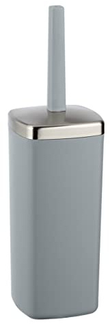 WENKO WC-Garnitur Barcelona Grau - WC-Bürstenhalter, absolut bruchsicher, Kunststoff (TPE), 9.6 x 36.5 x 9.6 cm, Grau, 36.5 x 9.6 x 9.6 cm