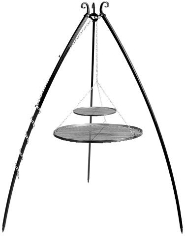 Cook King Stand-Grill Dreibein Grill massiv 2 Schwarzstahlgitter 200cm 80cm + 40cm Ø