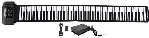 Pianoforte arrotolato a mano, pianoforte in silicone roll-up a 88 tasti, pianoforte elettronico portatile e ricaricabile, impermeabile, design della struttura audio professionale, per adulti(88)