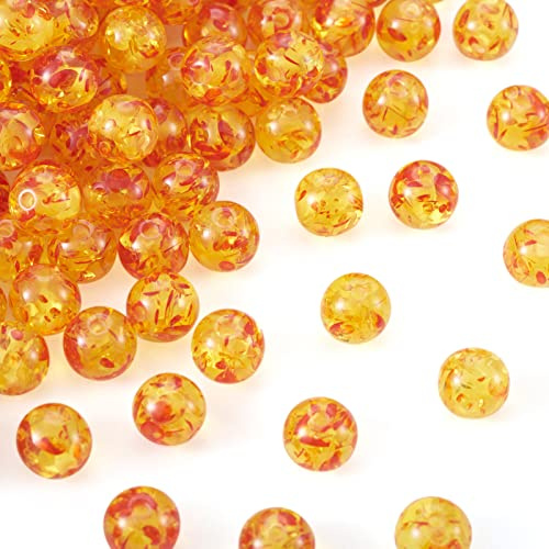 Cheriswelry 100 Stück künstliche Bernstein-Harzperlen, runde Perlen, Stein-Perlen, durchsichtig, lose Abstandshalter für Chakra-Schmuck, Halsketten, Schlüsselanhänger, Herstellung von 8 mm