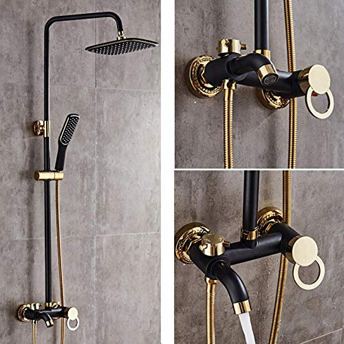 Wieoc Regen Dusche Wasserhahn Gold Schwarz Badezimmer Dusche Set mit Bidet Spray Mixer Tap Wandhalterung Dusche Heißkaltem Wasserhahn