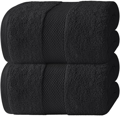 White Classic Toallas de baño suaves de lujo, color negro, toallas de baño de algodón de 22.13 oz/m², extragrandes, 35 x 70 pulgadas, altamente absorbentes y de secado rápido, toallas de baño