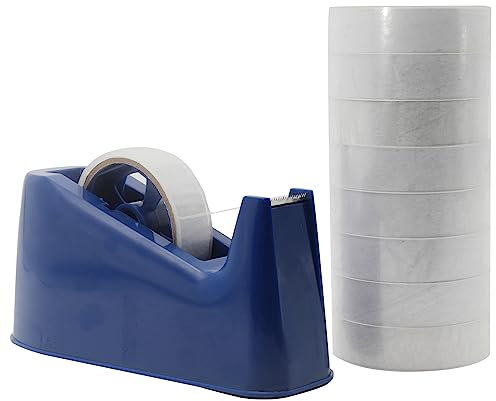 QILIMA Hochleistungs-Klebebandspender 500 mit 8 Rollen Klebeband, Blau