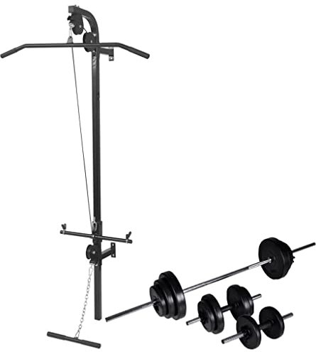 INLIFE Kraftturm zur Wandmontage mit Lang- und Kurzhantel-Set 30,5 kg,44kg,275358