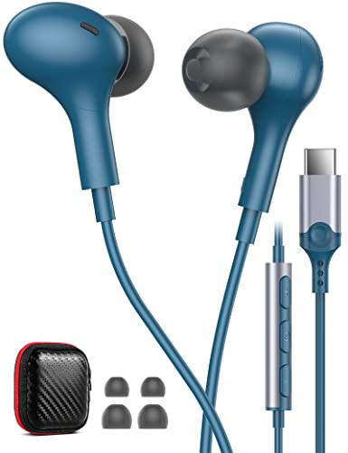 iMangoo Écouteurs USB C Magnétique pour iPhone 17 16 Galaxy A57 A37 A17 A16 | Écouteurs USB Type C Intra Auriculaires avec Micro et contrôle du Volume pour Samsung A56 A36 A55 S26 pour Mi 17T Pixel 10a