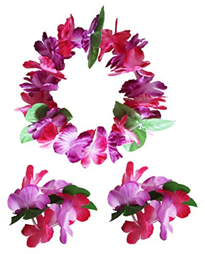 jojofuny 6sätze Stirnband Set Mit Blumenmuster Hawaii-blumenkranz Für Kopf Blumen Armbänder Set Inklusive Armbändern Und Haarkranz in Jedem Für Strandparty Und Fotografie