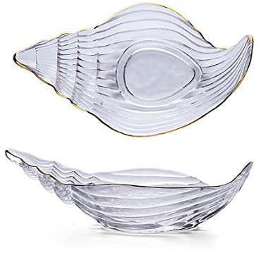Glass Salad Plates, Dinner Plates, Pasta Dessert Plates Serving Trays for Appetizer, Sushi, Fruit (Conch Bowl)