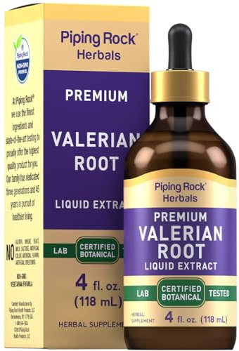 Piping Rock Valerian Root Extract Liquid Drops | 4 Fl Oz | Premium Herb Supplement Tincture | Vegetarian, Alcohol Free | Non-GMO, Gluten Free