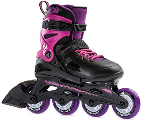 Rollerblade Fury Junior Adjustable Fitness Inline Skate, Black & Pink