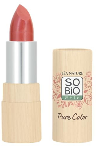 LÉA NATURE SO Bio Étic | Lippenstift satiniert | Bio-zertifiziert | Pure Color | Koralle Licht | glänzend & seidenmatt | gleichmäßige Abdeckung | genährte Lippen | Sheabutter | Vegan | Made in France