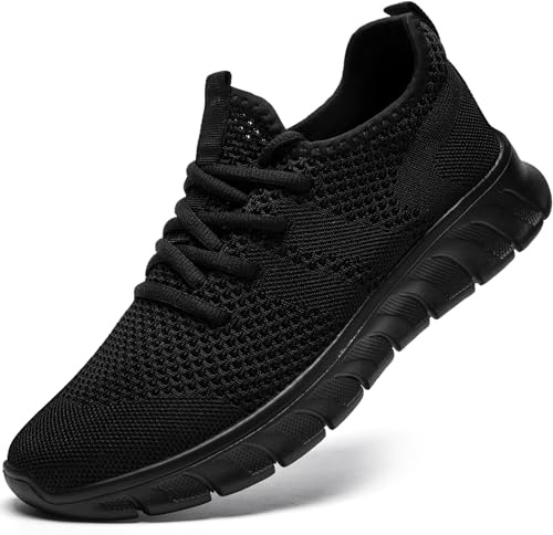 Mens Trainers Running Shoes Slip on Sneakers Walking Gym Black Size 10.5