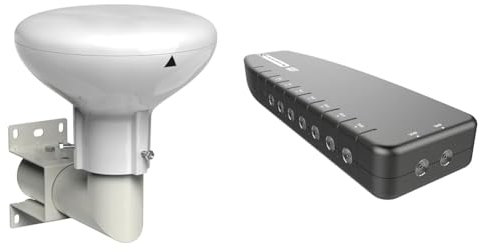 SLx 27895K4 Outdoor Aerial, Digidome For TV Digital Freeview HD 360° Omni Directional Amplified Antenna & TV Signal Booster Aerial Amplifier, 6 Way Signal Distribution Amplifier with Coax Connections