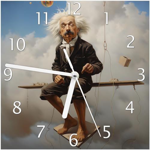 Wallario Design-Wanduhr Schwebende Gedanken aus Glas, Motiv-Uhr Größe 20 x 20 cm, weiße Zeiger