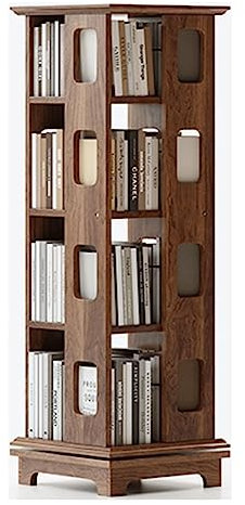 YTGHBIML Bücherturm Freistehend Stehendes Bücherregal mit 4 Ebenen, um 360° drehbares Bücherregal aus Holz, Organizer für Wohnzimmer, Schlafzimmer, Bücherregal perfekte Darstellung