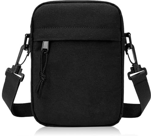 CTENG Umhängetasche Klein Herren Handy Umhängetasche, Schultertasche für Herren, Mini Schultertasche Gürteltasche Wasserdicht für Tägliches Leben Reise (Schwarz)