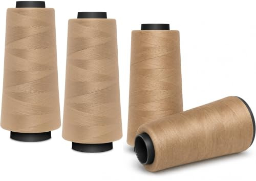 4 KONEN - Nähmit - Overlock Thread Sewing Thread 1500 Metres Each - 100% Polyester Yarn for Overlock Coverlock & Cover Stitch Sewing Machines - Thread Thickness 40/2 (120) (A05-573-Beige)