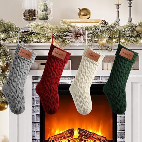 Rainsar Weihnachtsstrumpf Personalisiert mit Namen, Personalisierte Weihnachtsstrümpfe 46cm Große Gestrickte, Christmas Stockings für Feiertags Familienparty Dekoration