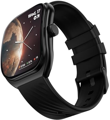 Boult Nylanserad Trail Pro Smartwatch 2,01 tum 3D böjd skärm + AMOLED, BT-samtal 5,3, 600 nits ljusstyrka, IP68, 250+ urtavlor, 120+ sportlägen, AI röstassistent, SpO2-spårning (svart)