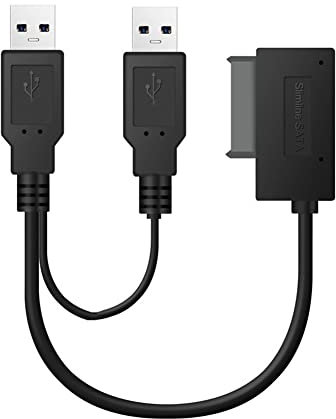 Swiixxer USB2.0 una 6+7 13Pin Slimline Slim SATA Cable con Fuente de AlimentacióN Externa USB 2.0 para Computadora PortáTil CD-ROM DVD-ROM Adaptador ODD