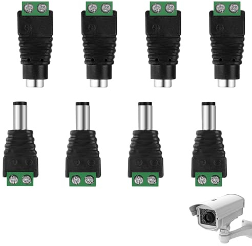 AXFEE 8 Stück 5,5 mm 2,1 mm DC-Stecker, dc Stecker/Buchse Steckverbinder | DC-Netzteilstecker für CCTV-Kamera, LED-Leiste leuchtet Adapter Plug Jack Adapter Connector (4 x Buchse, 4 x Stecker)