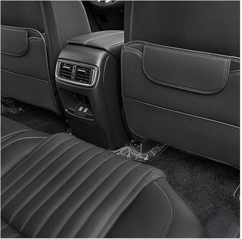 DUANJIAN Maßgeschneidert Anti-Kick-Pad Autositze für VW Caddy 2015-2021,Wasserdicht Leder RüCkenlehne,Autositz RüCkenlehnenschutz Zubehör,A-Black