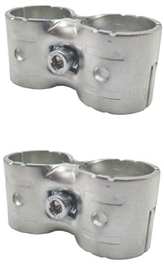 2 Pcs Double Port Parallel Pipe Clamp, 1 Inch (25.4 mm) OD Steel Tube Connector, Carbon Steel Rail Joint Clip with Hardware,Steel Pipe Tube Joint Connector Clip,for DIY Shelf Garden Support