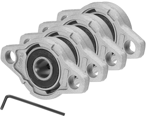 sourcing map Pillow Block Bearing 3/8 (10mm) Bore Zinc Alloy Steel Mounted Flange Pillow Block Self-Alignment Insert Bearings Housing for Machinery Power Agriculture Pack of 4