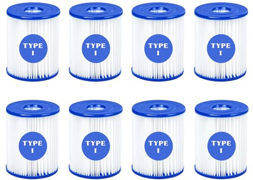 Mallez Lot de 8 cartouches filtrantes de type I 58093 pour piscine gonflable Bestway, cartouche filtrante de rechange pour pompe de filtration de 1000 litres par heure, 8,9 x 7,9 cm