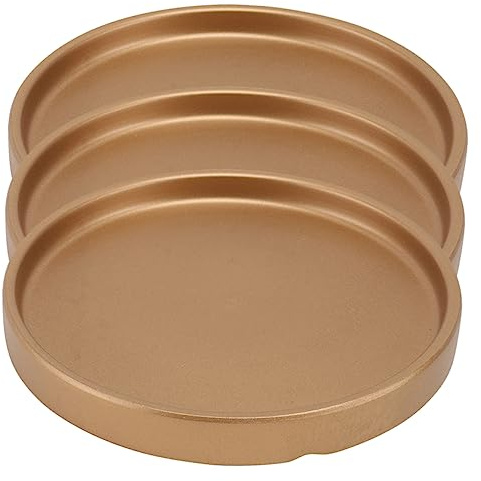 HIAKDOFT 3 Piezas de Bandejas para Macetas de Cerámica Dorada para Jardinería en Interiores y Exteriores, Base Redonda 18,7x18,7x2,25 Cm, Bandejas de Goteo para Plantas, Platillos para Balcón y Bonsái