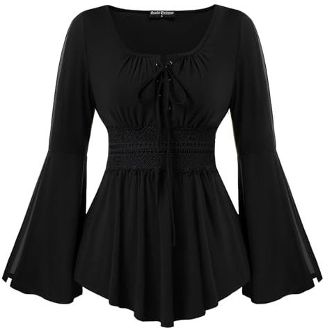 SCARLET DARKNESS Dam spetsblusa med U-ringning, Svart, L