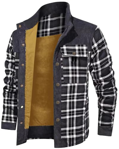 Camisa térmica de leñador para hombre, forrada con capucha, de forro polar de peluche, camisa de franela de manga larga, con cremallera, a cuadros, camisa con capucha, chaqueta de leñador, camisa