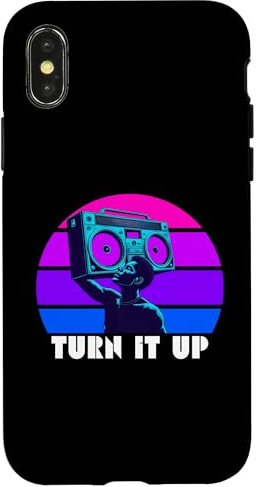 Retro 80er Jahre Boombox, Turn It Up Retro Musikliebhaber Kassette Hülle für iPhone X/XS