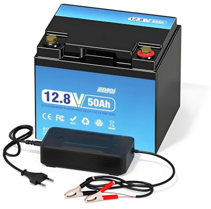 BOGJFC 12.8V 50Ah Batería LiFePO4 Ciclo Profundo Con BMS Integrado 12V Para Solar Autocaravana Scooter Carrito De Golf 100A Pico 50A Continuo