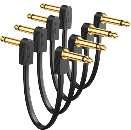 AA AUDIO ACCESSORY Kevlar Reinforced Guitar Patch Cables 5cm (2 Inch) 4-Pack, Built-to-Last, Low Noise Quad-Layer Shielded, Gold-Plated Flat Ribbon Guitar Pedal Lead for BOSS MXR Behringer EBS Effect