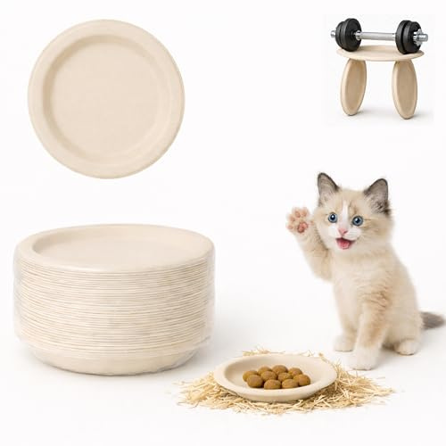 50pcs 6 Inch Disposable Cat Food Bowls Made of Eco-Friendly Wheat Straw, Ideal for Travel, Camping & Hotel Feeding, Perfect for Outdoor Use and Feral Cat Feeding (Pack)