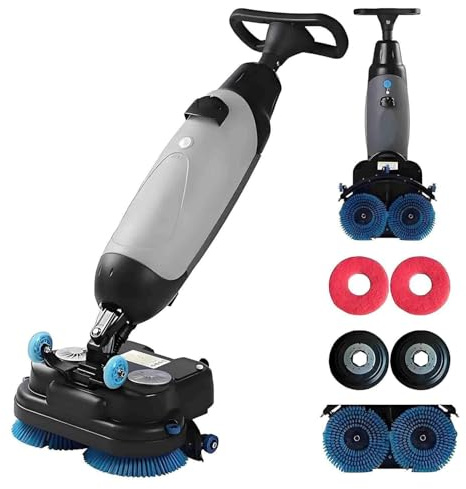 Lavasciuga Pavimenti Professionale,Lucidatrice E Pulitrice per Pavimenti Multifunzione,Con Pista Di Pulizia Da 43 Cm,Testina Rotante a 360°,Pulizia Profonda Di Piastrelle,Pavimenti in Legno Grey