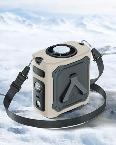 2026 Raffreddamento Ventilatore da Vita Portatile,8000mAh Autonomia 29H Ricaricabile USBC,5Velocità 13000RPM con Illuminazione LED SOS per Cantiere,Campeggio,Escursionismo,Lavoro Estivo,albicocca
