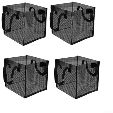 Lot de 4 paniers pour plantes de bassin en tissu PVC, sacs pour plantes aquatiques avec poignées pour nénuphars et lotus, respirants et indéchirables, noirs (carré)