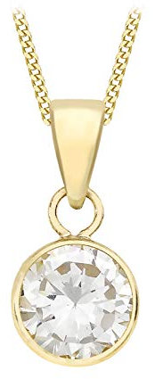 CARISSIMA Damen-Kette mit Anhänger 375 Gelbgold Zirkonia transparent Rundschliff - 1.42.7990
