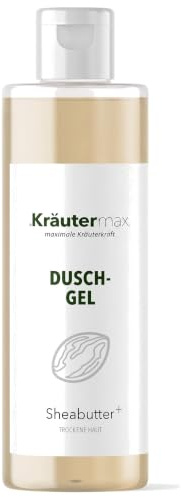 Kräutermax Sheabutter Duschgel Naturkosmetik für Haare und Haut mit Aloevera, Vanilleextrakt, Meersalz und Vitamin E 250 ml