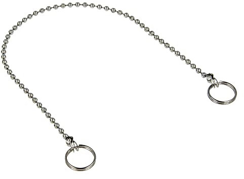 tecuro Tappo valvola catena a sfera 30 cm x Ø 3,6 mm, cromato – con due anelli portachiavi