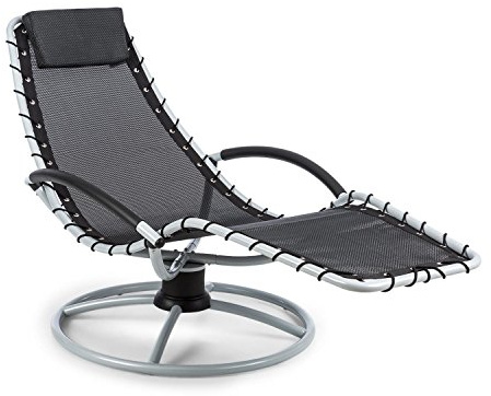 blumfeldt The Chiller - Sedia a Dondolo, Sedia da Giardino, Lettino, Sdraio, Pulizia Facile, Resistente alle Intemperie, Movimento Oscillante a 360°, ComfortMesh, Acciaio Tubolare, Nera